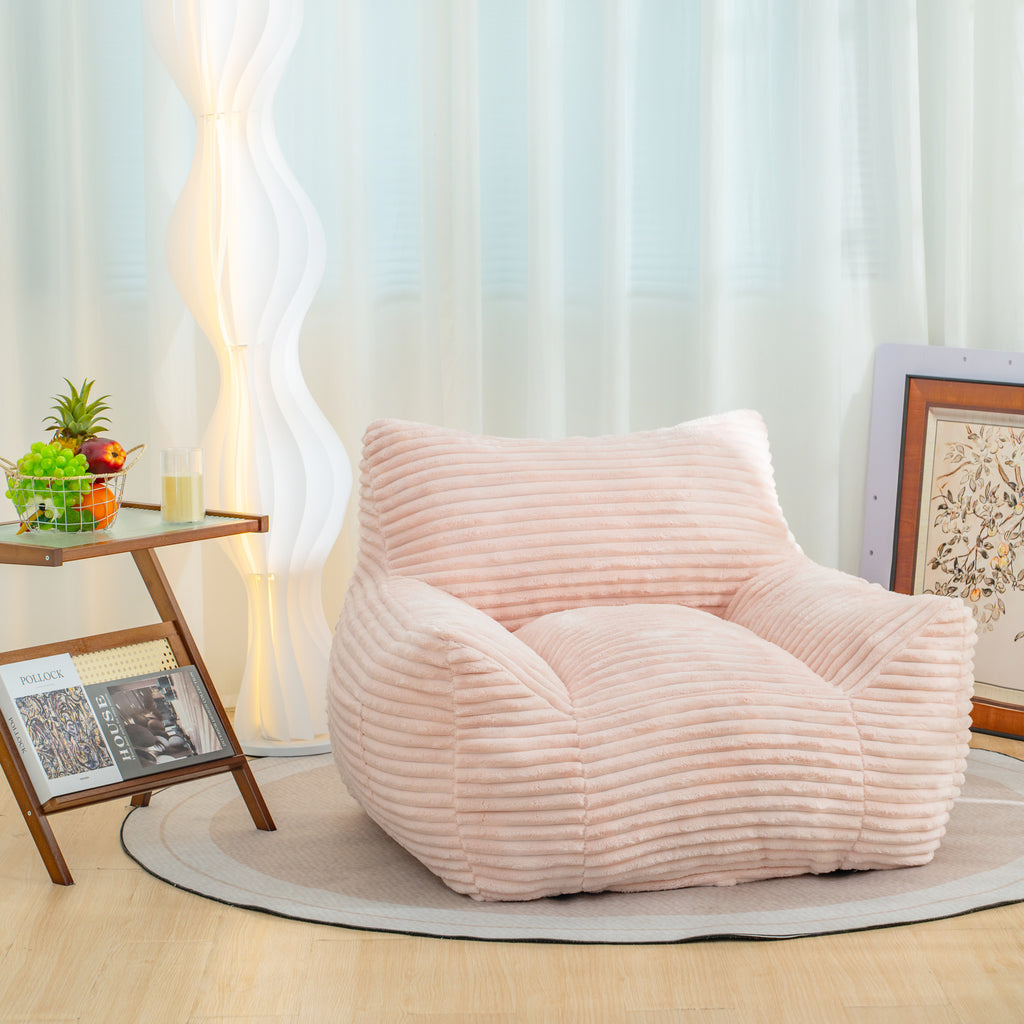 Bean Bag Chair for Adults with Armrests - Oversized Comfy Beige Beanbag Lounge Lazy Floor Sofa Chair for Living Room, Bedroom & Dorm, Cozy Fluffy Single Cloud Mini Couch - Grand Goldman Shop