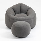 Bedding Bean Bag Sofa Chair with High-Pressure Foam and Footrest, Grey Microfiber - Grand Goldman Shop