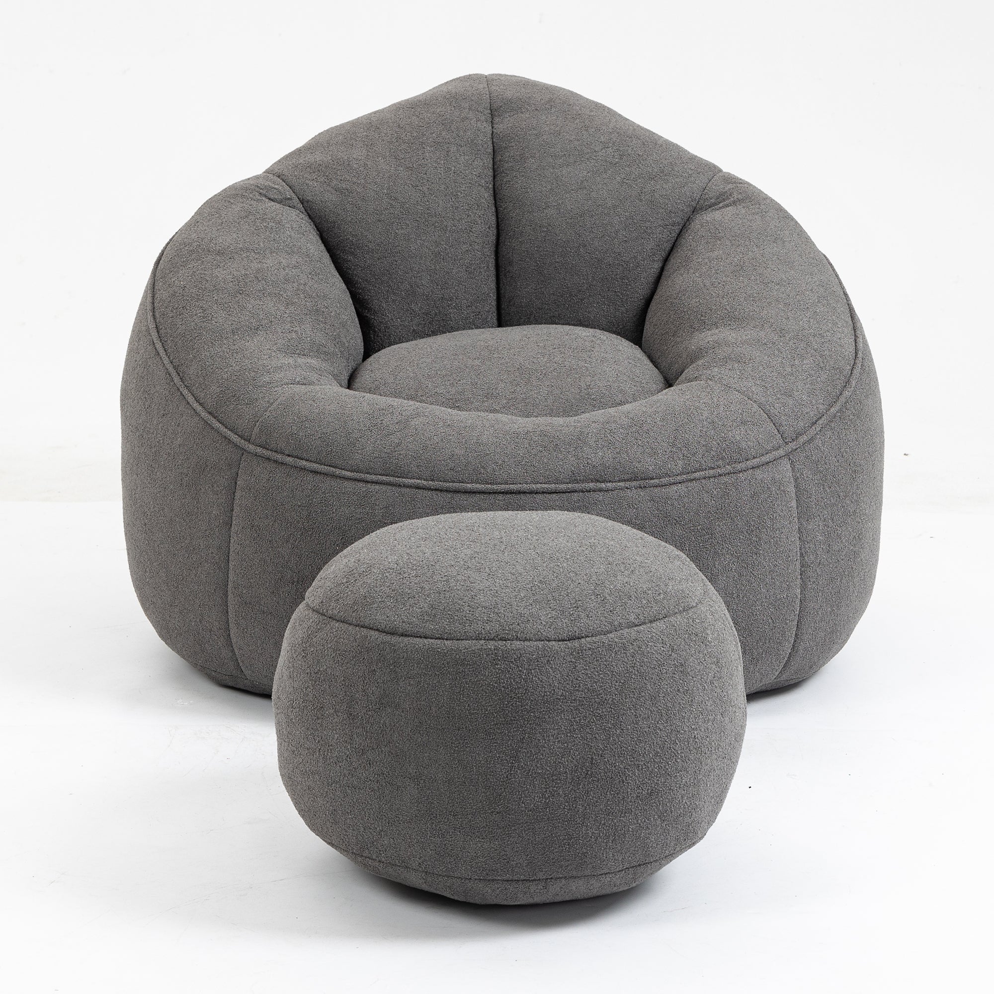Bedding Bean Bag Sofa Chair with High-Pressure Foam and Footrest, Grey Microfiber - Grand Goldman Shop