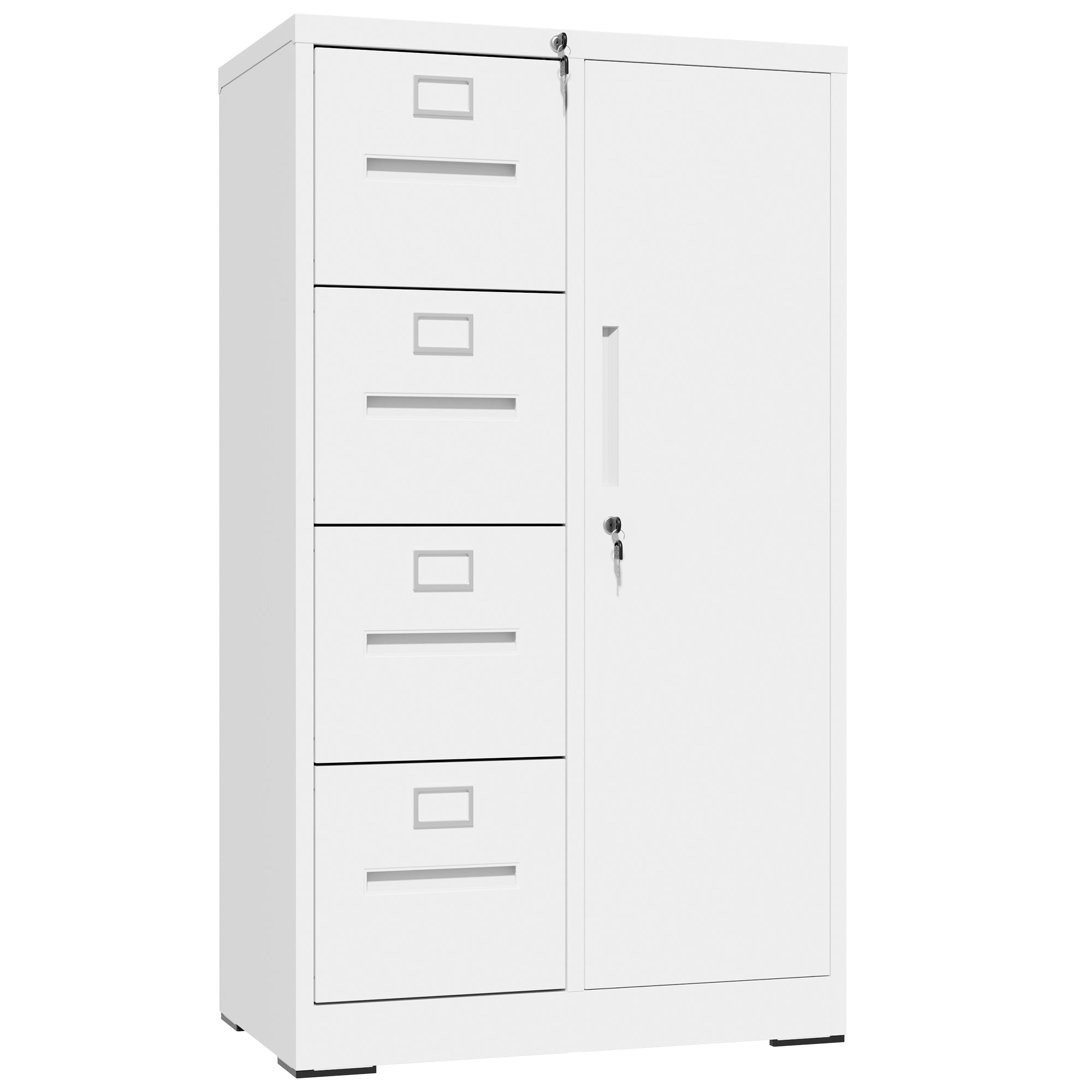 Metal Storage Vertical Filing Cabinet with Lock, Steel File Locker with 4 Drawers and 1 door for School, Living Room, Bedroom