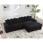 [NEW ARRIVED] [VIDEO PROVIDED] Oversized Two-Piece  Couches,  L Shaped Sofa, Corduroy, Right Chaise Daybed,with Armrests,Eight Throw Pillows,Corner Sofa,Easy To Assemble,  Black - Grand Goldman Shop