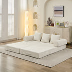 Comfy Convertible Folding Mattress Couch, Floor Sofa Bed, Chenille Floor Sofa with Armrest, Floor Sofa Lounge Couch for Living Room Bedroom Lounge Studio-Beige - Grand Goldman Shop