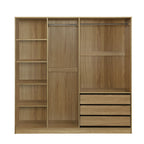 Doorless Wooden Storage Wardrobe for Dedroom with Shelves and 3 Drawers,Nature - Grand Goldman Shop