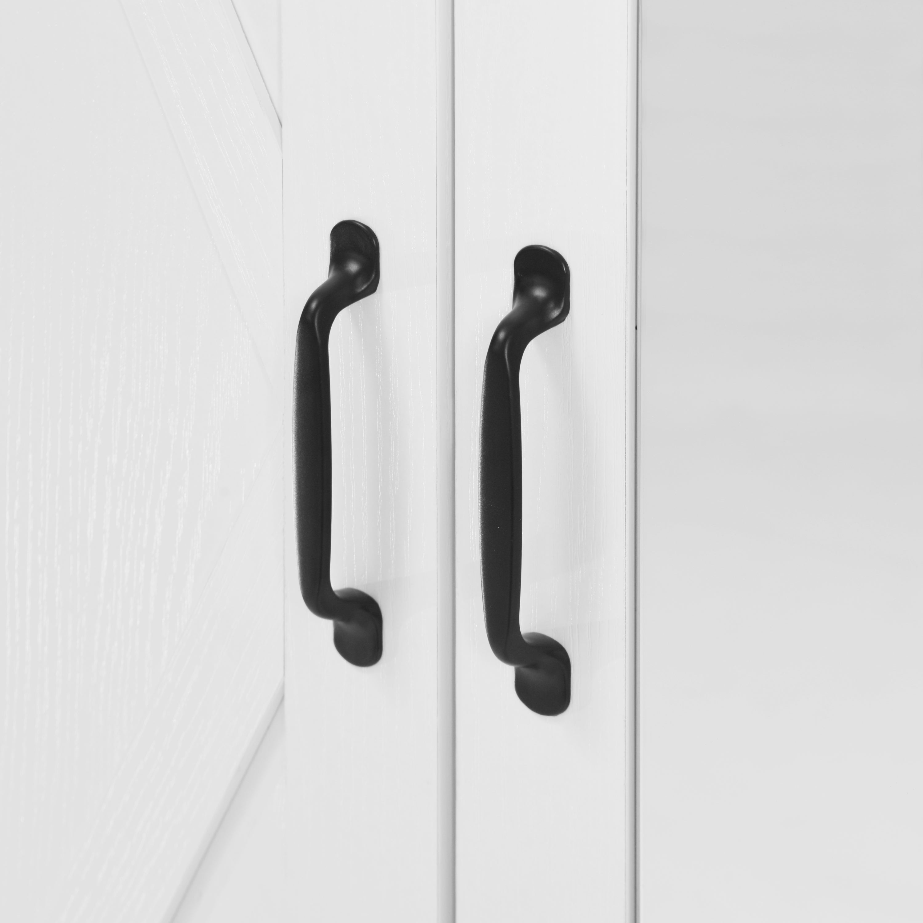 2 Door Wood Wardrobe for Bedroom with Hanging Clothing Rod inside the Cabinet and 2 Drawers for Storage Organization, Built-in induction light Multifunctional Closet with Mirror, White - Grand Goldman Shop