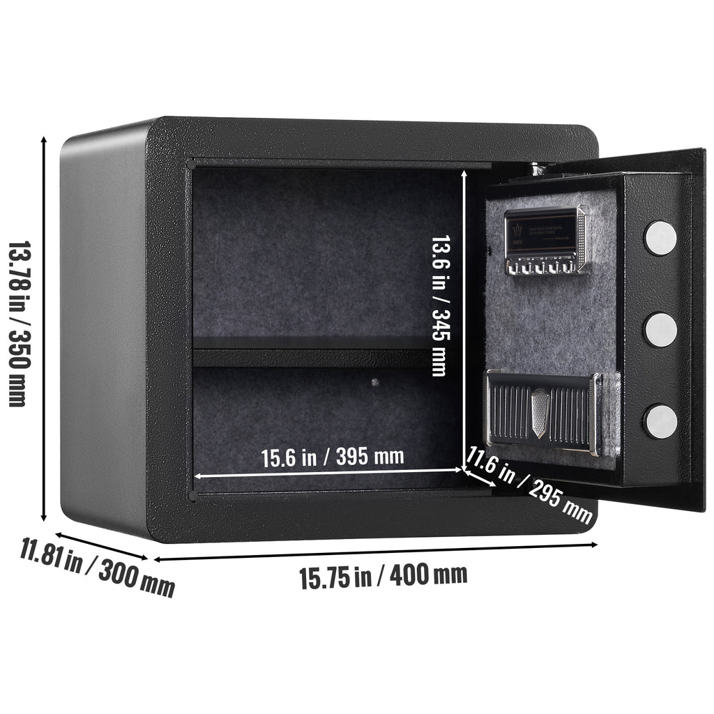 Safe 1.2 Cubic Feet Home Safe Steel for Cash Gold 15.8x11.8x13.8 inch | Premium Home Decor - Grand Goldman