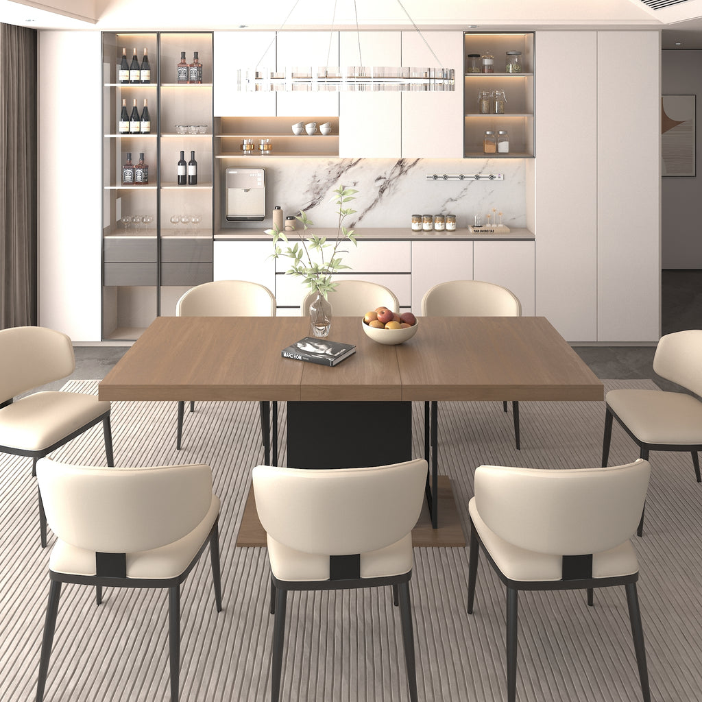 Rectangle extendable dining table for 6-10 people aged effect wood and black 160-200 cm - Grand Goldman Shop