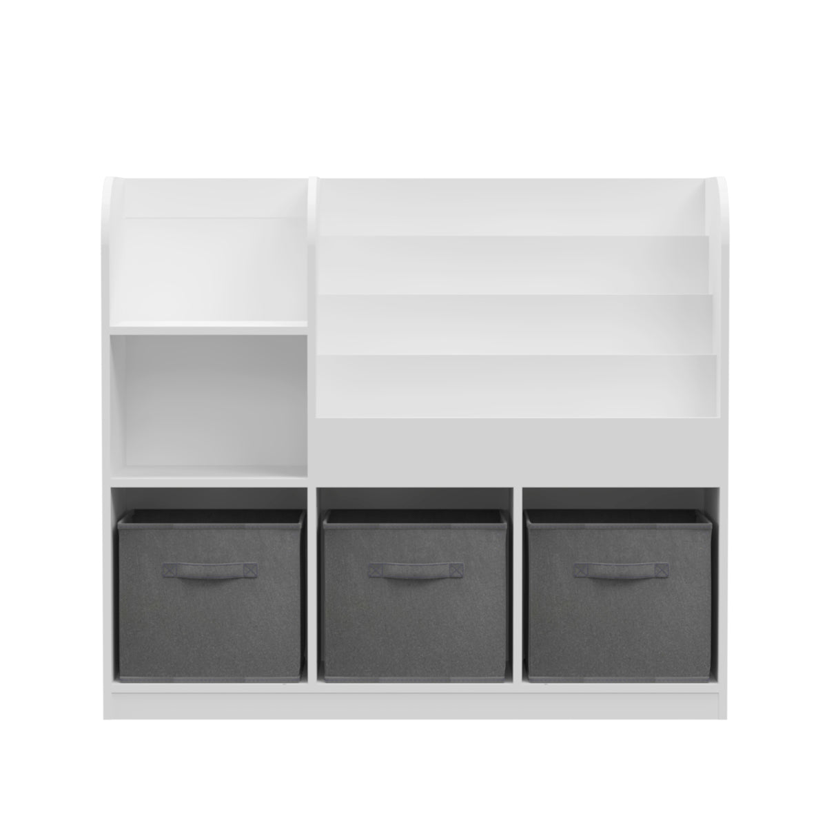 Kids Bookcase and Bookshelf with 3 Collapsible Fabric Drawers, Multifunctional Display Stand for Bedroom, Playroom, Hallway i