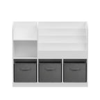 Kids Bookcase and Bookshelf with 3 Collapsible Fabric Drawers, Multifunctional Display Stand for Bedroom, Playroom, Hallway i