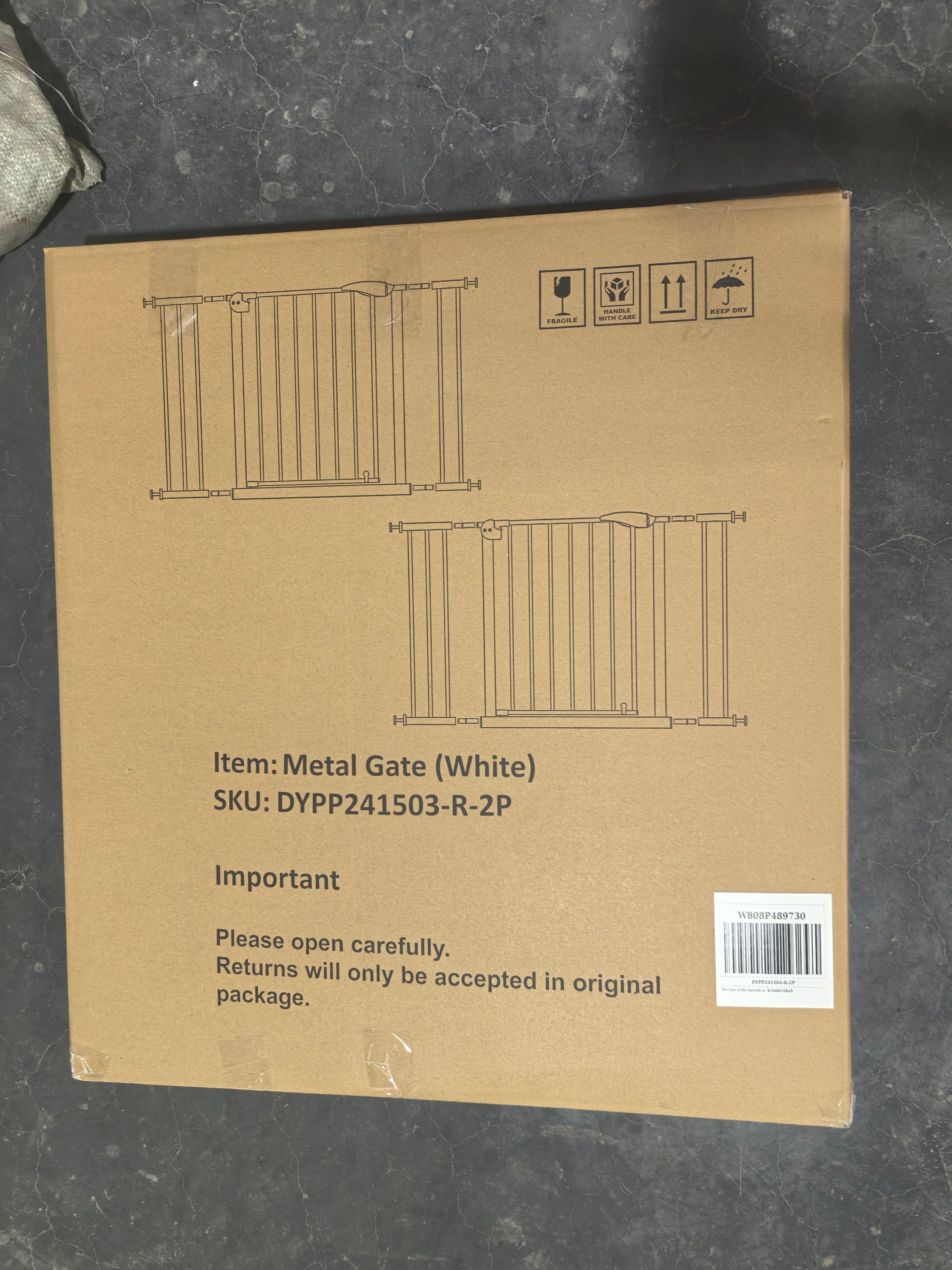 2 Pack 29.5-44.1' Wide Baby Gate for Stairs, Dog Gate Indoor for Doorways, No Drilling Pressure Mounted Pet Gates for Kids, E