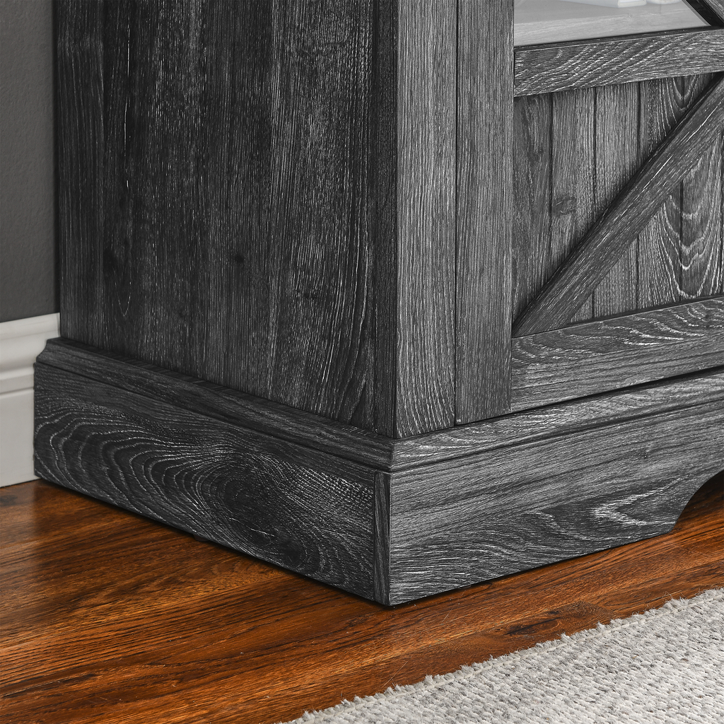 60 Inch Electric Fireplace Entertainment Center With Door Sensor-Dark Rustic Oak - Grand Goldman Shop