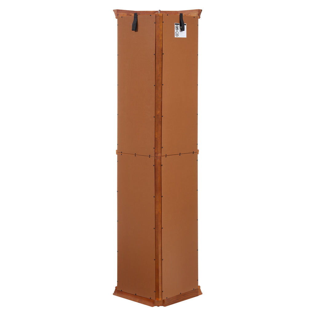 Corner Curio Cabinet Lighted Corner Display, Glass Display Shelf Shelving Bar cabinet with Tempered Glass Door, Bar Cabinet,Cabinet with Adjustable Shelf Glass Cabinet Shelves Bead Bulb Included OAK - Grand Goldman Shop