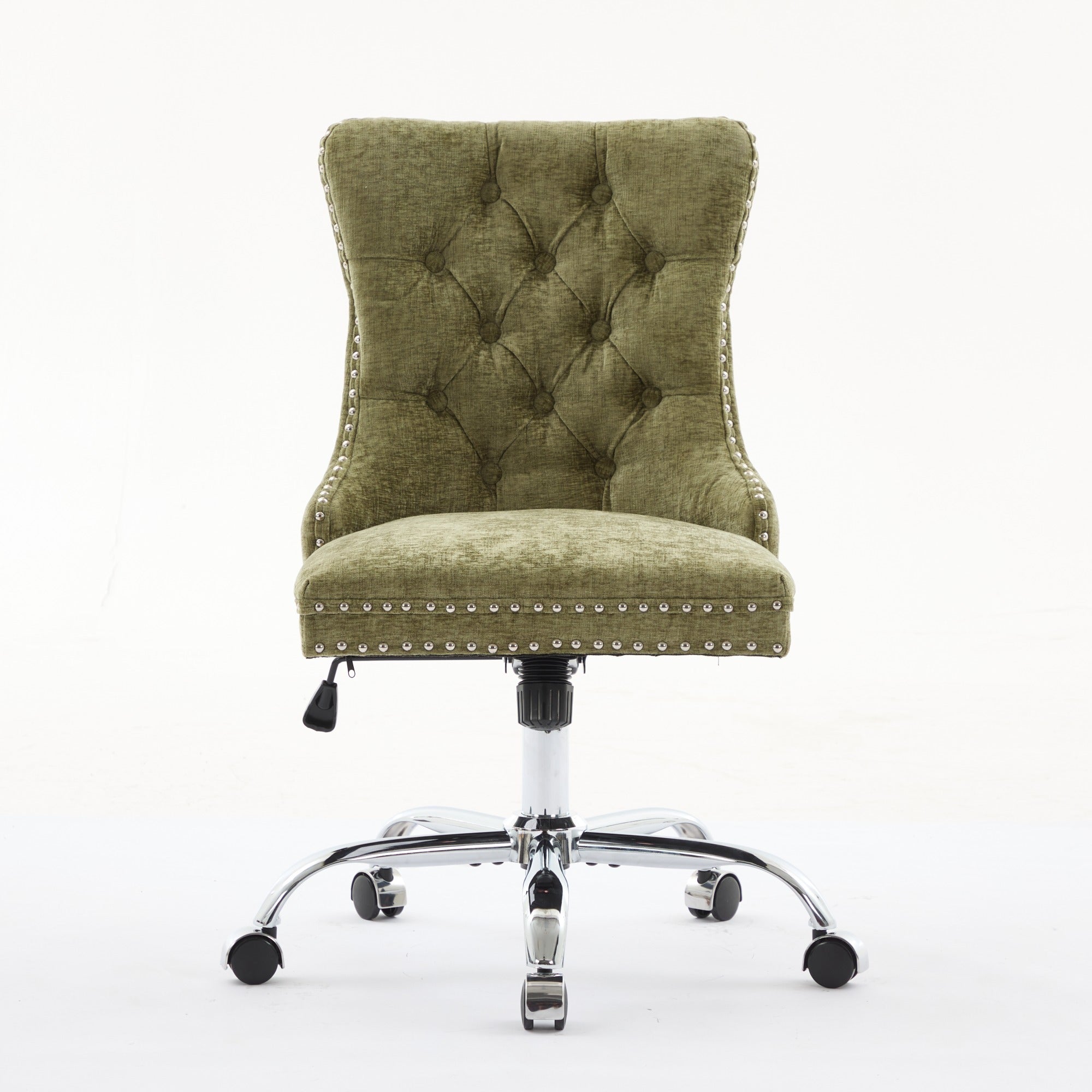 A&A Furniture Office Chair,Modern Chenille Upholstered Tufted Button Home Office Chair with Chrome Metal Base,Adjustable Desk