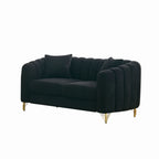 Modern Chenille Loveseat Sofa with Gold Metal Legs, Black Upholstery for Living Room and Bedroom - Grand Goldman Shop