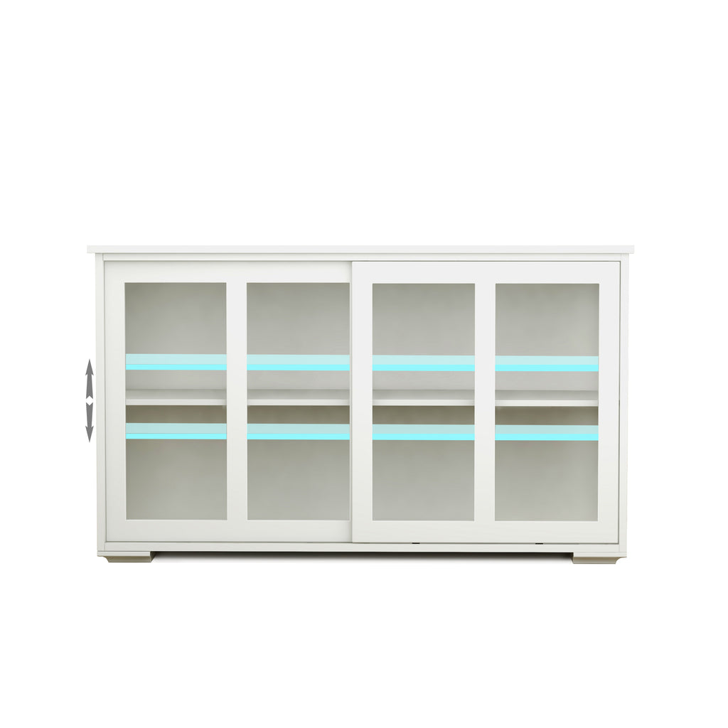 Kitchen Storage Stand Cupboard With Glass Door-White - Grand Goldman Shop