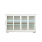 Kitchen Storage Stand Cupboard With Glass Door-White - Grand Goldman Shop