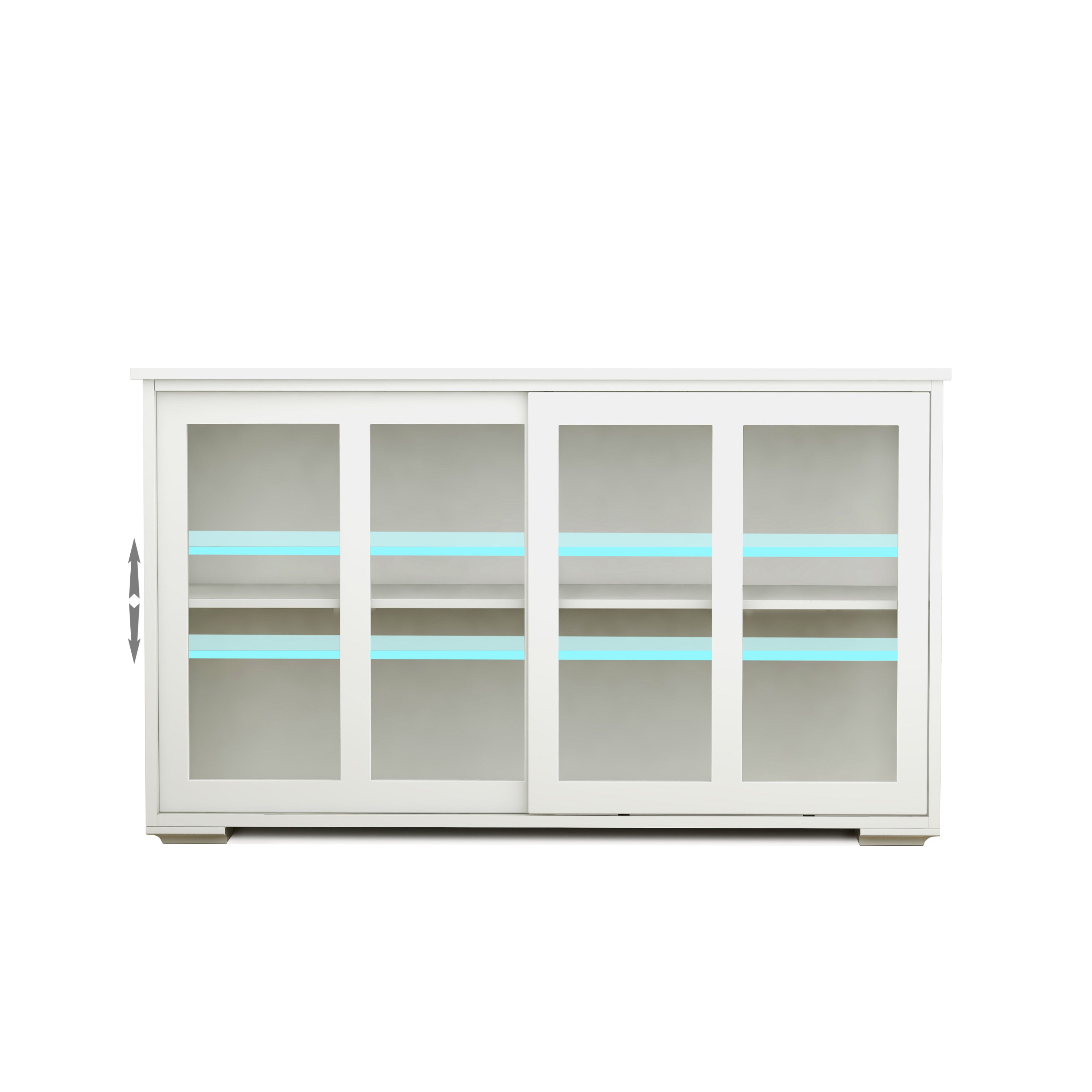 Kitchen Storage Stand Cupboard With Glass Door-White - Grand Goldman Shop