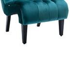 COOLMORE Modern Velvet Armless Accent Living Room Chair / Leisure Chair,Upholstered Fabric Button Comfortable Chair with Wooden Legs for Bedroom, Living Room, Office (Teal Velvet) - Grand Goldman Shop