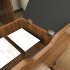 3-in-1 Vanity Desk with Lighted Mirror & Stool, Flip Top Makeup Dressing Table in Walnut Finish, Compact Storage for Bedroom or Bathroom - Grand Goldman Shop