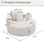 Round Sofa Bed with Memory Foam Sectional Couches for Living Room, Cloud Couch with three pillows, White - Grand Goldman Shop