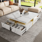 Modern White Square Storage Coffee Table with 4 Drawers - Grand Goldman Shop