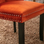 Nikki Collection Modern, High-end Tufted Solid Wood Contemporary Velvet Upholstered Dining Chair with Wood Legs Nailhead Trim 2-Pcs Set, Orange, SW2001OG - Grand Goldman Shop