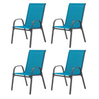 4 Piece Patio Chairs, Outdoor Camping Chairs with Breathable Textilene Fabric, Set of 2 Garden Chairs with Armrest High Backr