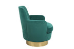 Velvet Swivel Barrel Chair, Swivel Accent Chairs Armchair for Living Room, Reading Chairs for Bedroom Comfy, Round Barrel Chairs with Gold Stainless Steel Base (Emerald) - Grand Goldman Shop