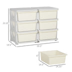 Qaba 3 Tier Kids Storage Unit, 6 Drawer Chest Toy Organizer Plastic Bins for Kids Bedroom Nursery Kindergarten Living Room fo