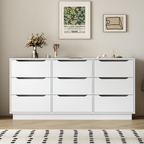 9 Drawer Dresser for Bedroom with Deep Drawers, Large Floor Wood Dressers & Chest of Drawers , Modern White Long Dressers for Closet Living Room - Grand Goldman Shop