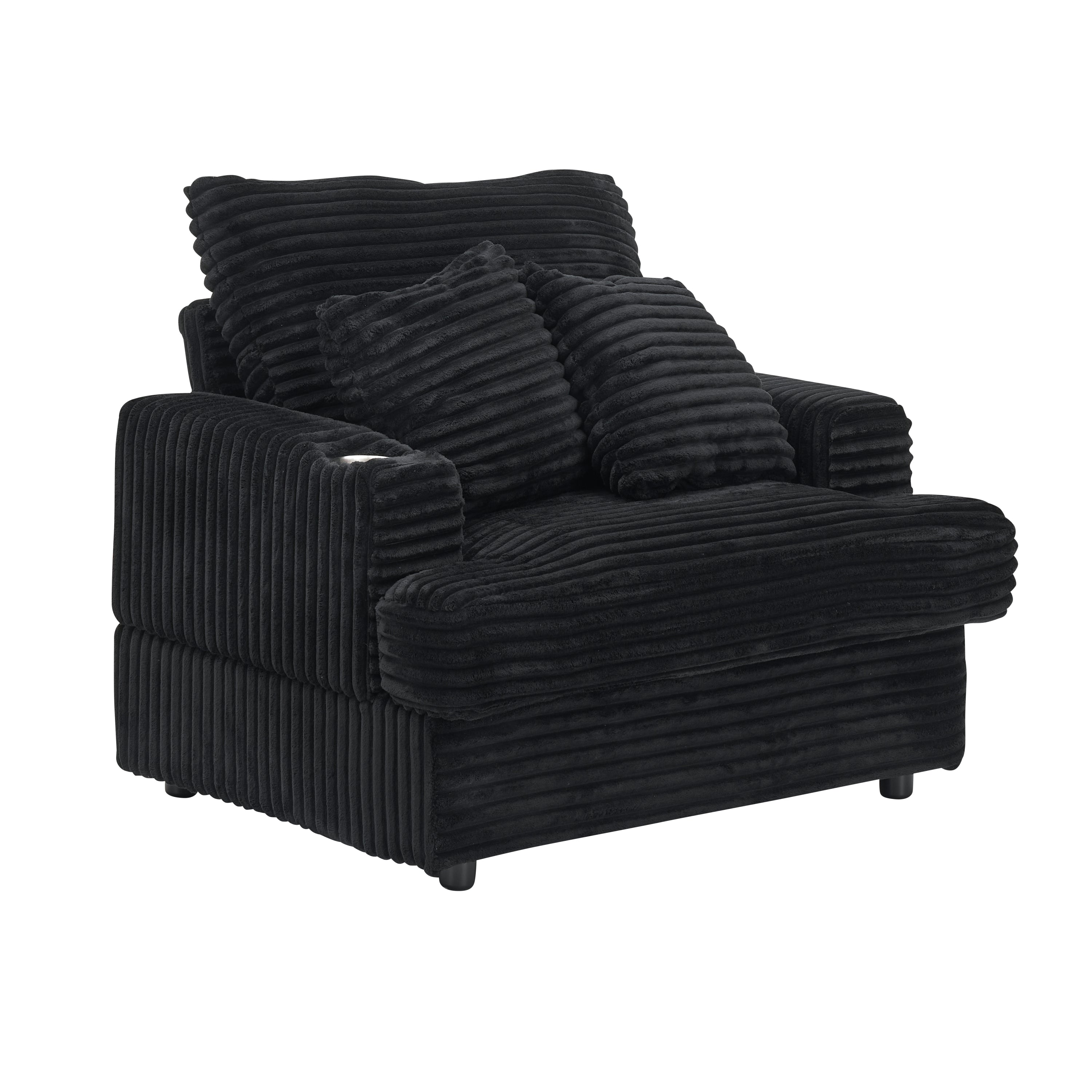 39-inch Spring upholstered armchair and Ottoman set - comfortable single sofa with cup holder and corduroy fabric, perfect for living room or bedroom - Grand Goldman Shop