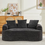 Curved Loveseat, Small Chenille Sofa with 3 Pillows, Deep Seat Couch for Apartment, Living Room, No Assembly Needed - Grand Goldman Shop