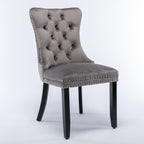 Nikki Collection Modern, High-end Tufted Solid Wood Contemporary Velvet Upholstered Dining Chair with Wood Legs Nailhead Trim 2-Pcs Set,Gray, SW2001GY - Grand Goldman Shop