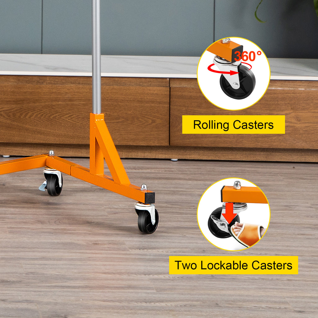Z Rack, Industrial Grade Z Base Garment Rack, Height Adjustable Rolling Z Garment Rack, Sturdy Steel Z Base Clothing Rack w/ Lockable Casters for Home Garment Store Display Commercial Use Orange - Grand Goldman Shop