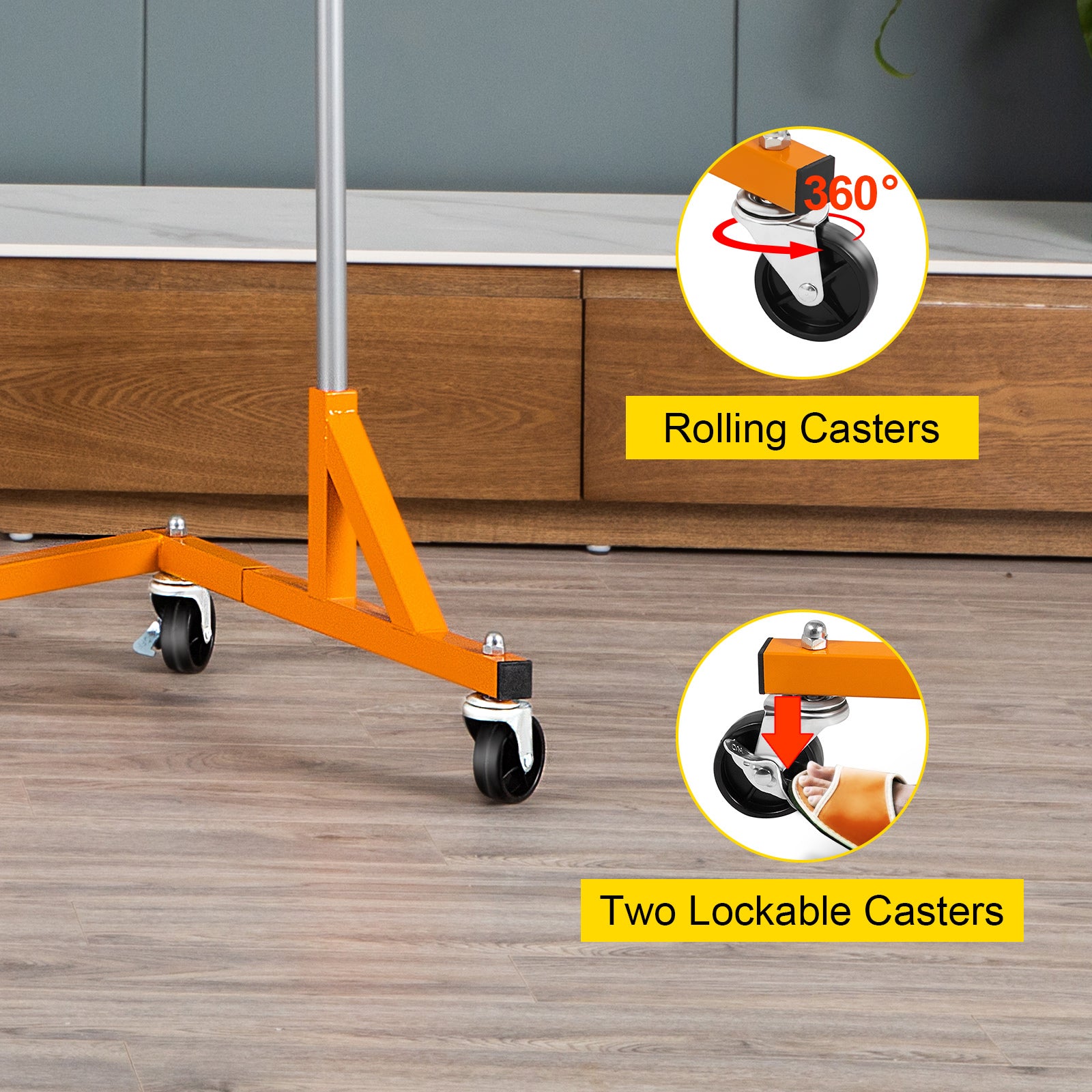 Z Rack, Industrial Grade Z Base Garment Rack, Height Adjustable Rolling Z Garment Rack, Sturdy Steel Z Base Clothing Rack w/ Lockable Casters for Home Garment Store Display Commercial Use Orange - Grand Goldman Shop
