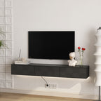 Floating TV Stand Wall Mounted with 16 Color LEDs,67' Modern TV Stand, Floating TV Cabinet Entertainment Center for 55 60 65 Inch TV,Black - Grand Goldman Shop