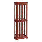 Lighted Glass Curio Display Cabinet,Display Cabinet,Glass Storage Cabinet Glass Wine cabinet Wood Frame Toy Display for Living Room, Kitchen, Pantry light bulb included Cherry - Grand Goldman Shop