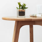 Round End Table- Small End Table Side Table Coffee Table Bedside Table Night Stand for Living Room Bedroom & Balcony, 100% Natural Solid Oak Wood Easy to Assemble - Grand Goldman Shop