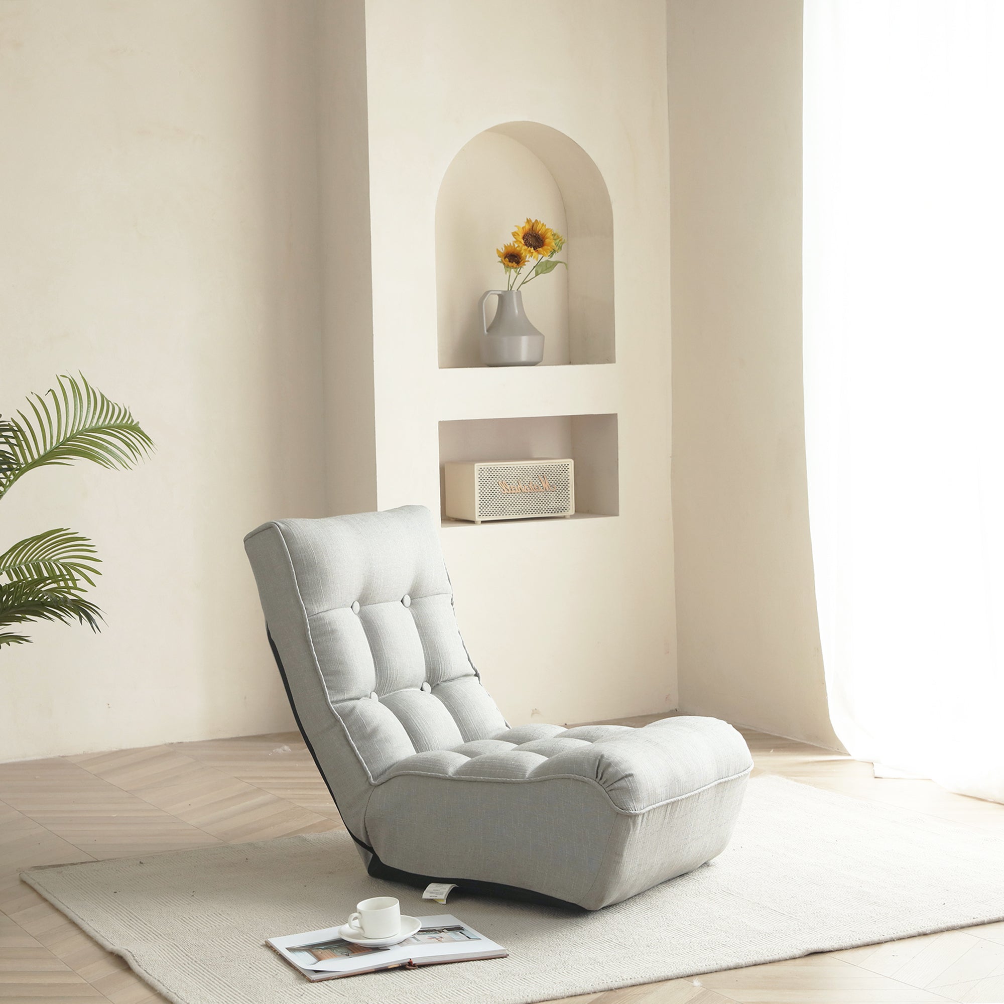 Adjustable Gray Metal Reclining Chair for Living Room and Balcony - Grand Goldman Shop