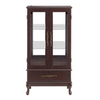 Curio Cabinet Lighted Glass Cabinet Glass Wine Cabinet Curio Display Cabinet with Adjustable Glass Shelves 2 Doors and 1 drawer Cabinet Sideboard With Bulb Included Dark Cherry - Grand Goldman Shop