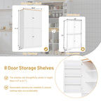 [Assembly Video Provided]TOPMAX 40.2x20x71.3inch High Freestanding Kitchen Pantry Large Cupboard Storage Cabinet with 2 Drawers, 2 Adjustable Shelves, 8 Door Shelves for Kitchen, Dining Room,White - Grand Goldman Shop