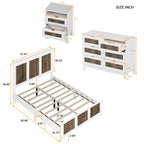 4-Pieces Bedroom Sets, Queen Size Farmhouse Platform Bed with Wooden Strip Stickers Decoration, Storage Nightstand and Dresser with Metal Handle, White(Old SKU: HL000191AAK) - Grand Goldman Shop