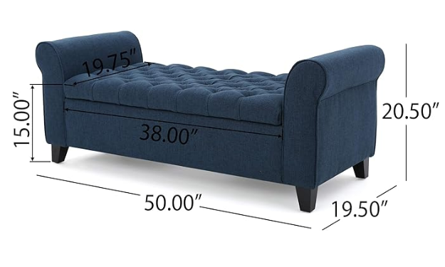 HAYES ARMED STORAGE BENCH - Grand Goldman Shop