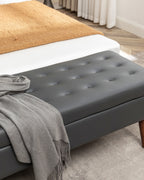 Storage Bench with Storage Bench for Bedroom End of Bed Bench Foot of Bed Bench Entryway Bench Storage Ottoman Bench 43.3' W x 17.7' Dark Grey Leather Bench - Grand Goldman Shop