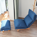 Modern Dark Blue Metal Frame Foldable Reclining Floor Chair – Lazy Leisure Sofa for Balcony or Bedroom - Grand Goldman Shop