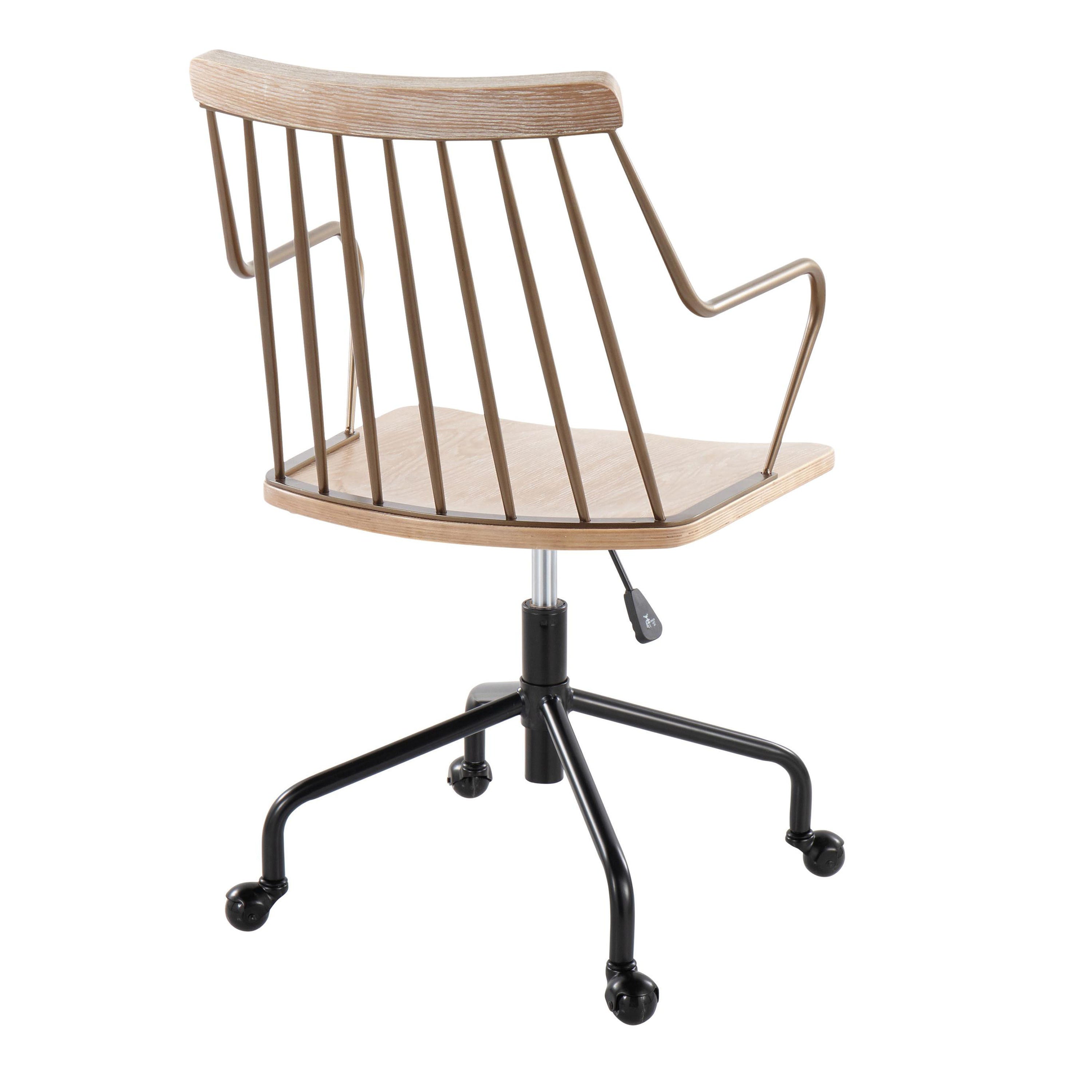 Adjustable Office Chair in Black Metal, Antique Copper and White Washed Wood - Grand Goldman