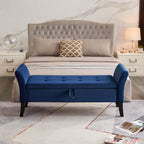 51.5' Bed Bench with Storage Navy Blue Velvet - Grand Goldman Shop