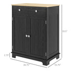 HOMCOM Sideboard with Solid Wood Countertop, Modern Kitchen Storage Cabinet, Coffee Bar Cabinet with 2 Drawers, Doors and Adj
