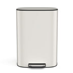 13 Gallon 50L Kitchen Foot Pedal Operated Soft Close Trash Can - Stainless Steel Ellipse Bustbin - White - Grand Goldman Shop
