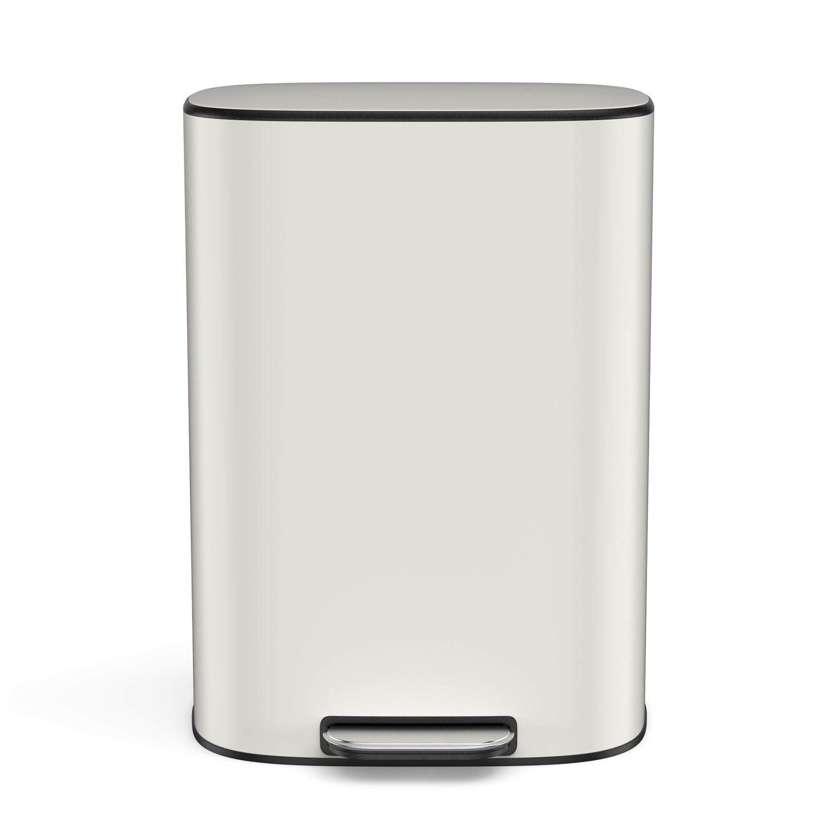 13 Gallon 50L Kitchen Foot Pedal Operated Soft Close Trash Can - Stainless Steel Ellipse Bustbin - White - Grand Goldman Shop