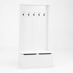 Entryway Bench with Standing Coat Rack, Hall Tree with Shoe Storage Bench, Entryway Organizer with 5 Hooks, White - Grand Goldman Shop